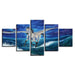 Wave Pegasus Seascape 5 Piece HD Multi Panel Canvas Wall Art Frame - Original Frame