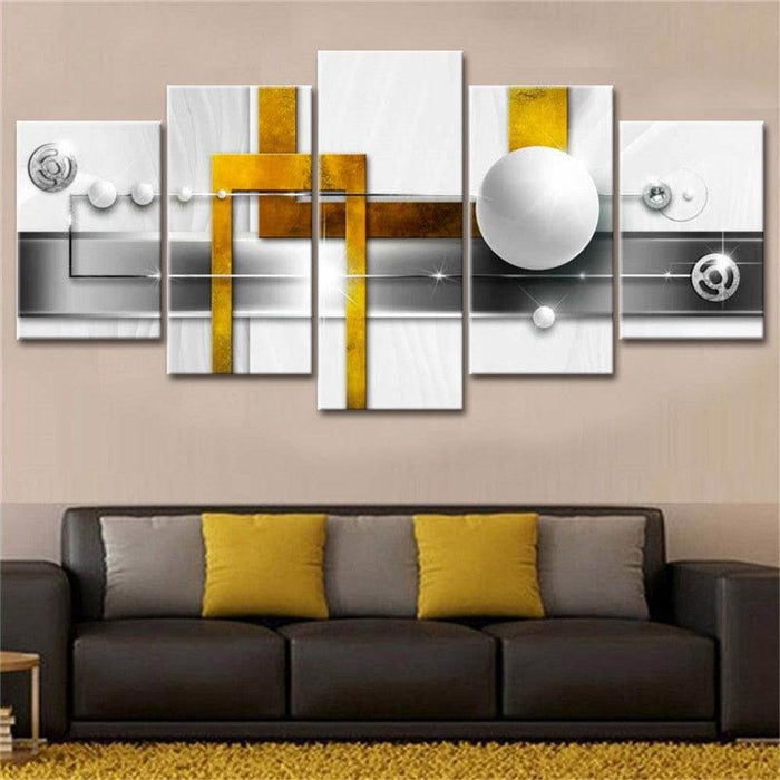 White Pearls 5 Piece HD Multi Panel Canvas Wall Art Frame - Original Frame