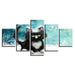 Cat In Snow 5 Piece HD Multi Panel Canvas Wall Art Frame - Original Frame