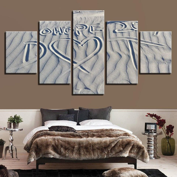 Sand Drawing 5 Piece HD Multi Panel Canvas Wall Art Frame - Original Frame