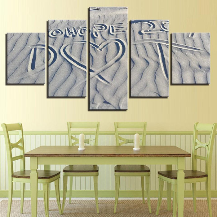 Sand Drawing 5 Piece HD Multi Panel Canvas Wall Art Frame - Original Frame