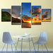 Sunset Sea Mountains 5 Piece HD Multi Panel Canvas Wall Art Frame - Original Frame