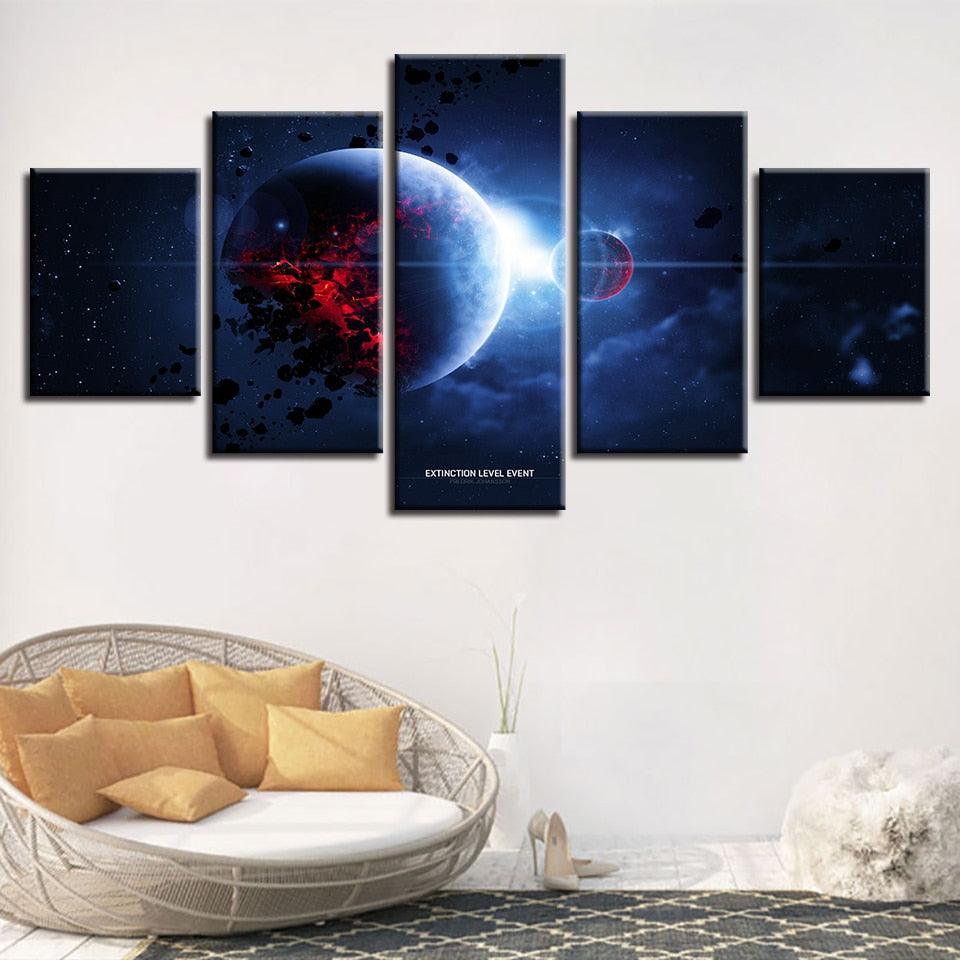 Outer Space 5 Piece HD Multi Panel Canvas Wall Art Frame - Original Frame