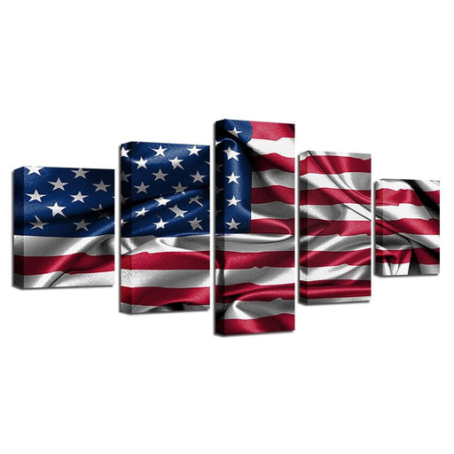 American Flag Living Room 5 Piece HD Multi Panel Canvas Wall Art Frame - Original Frame