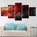 Red Trees Forest 5 Piece HD Multi Panel Canvas Wall Art Frame - Original Frame