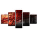 Red Trees Forest 5 Piece HD Multi Panel Canvas Wall Art Frame - Original Frame