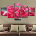 Pink Roses Flowers 5 Piece HD Multi Panel Canvas Wall Art - Original Frame