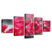 Pink Roses Flowers 5 Piece HD Multi Panel Canvas Wall Art - Original Frame