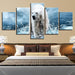 Polar Bear 5 Piece HD Multi Panel Canvas Wall Art - Original Frame