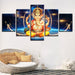 Lord Ganesha 5 Piece HD Multi Panel Canvas Abstract Wall Art Frame - Original Frame