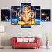 Lord Ganesha 5 Piece HD Multi Panel Canvas Abstract Wall Art Frame - Original Frame