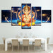 Lord Ganesha 5 Piece HD Multi Panel Canvas Abstract Wall Art Frame - Original Frame