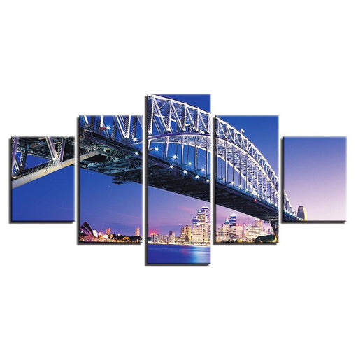 Sydney Harbor Bridge 5 Piece HD Multi Panel Canvas Wall Art Frame - Original Frame