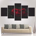 Red And Black Rose Flowers 5 Piece HD Multi Panel Canvas Wall Art Frame - Original Frame