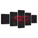 Red And Black Rose Flowers 5 Piece HD Multi Panel Canvas Wall Art Frame - Original Frame