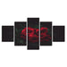 Red And Black Rose Flowers 5 Piece HD Multi Panel Canvas Wall Art Frame - Original Frame