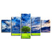 Blue Sky Tree 5 Piece HD Multi Panel Canvas Wall Art Frame - Original Frame