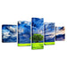 Blue Sky Tree 5 Piece HD Multi Panel Canvas Wall Art Frame - Original Frame