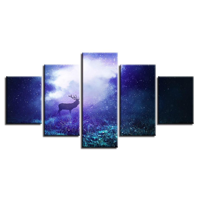 Magical Deer 5 Piece HD Multi Panel Canvas Wall Art Frame - Original Frame