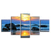 Sunrise at The Beach 5 Piece HD Multi Panel Canvas Wall Art Frame - Original Frame