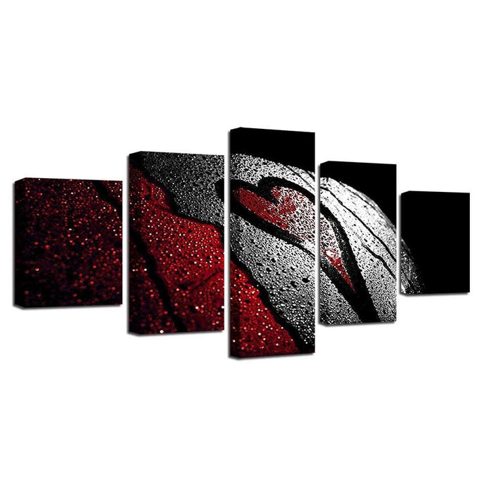 Cordate Shape Basketball 5 Piece HD Multi Panel Canvas Wall Art Frame - Original Frame