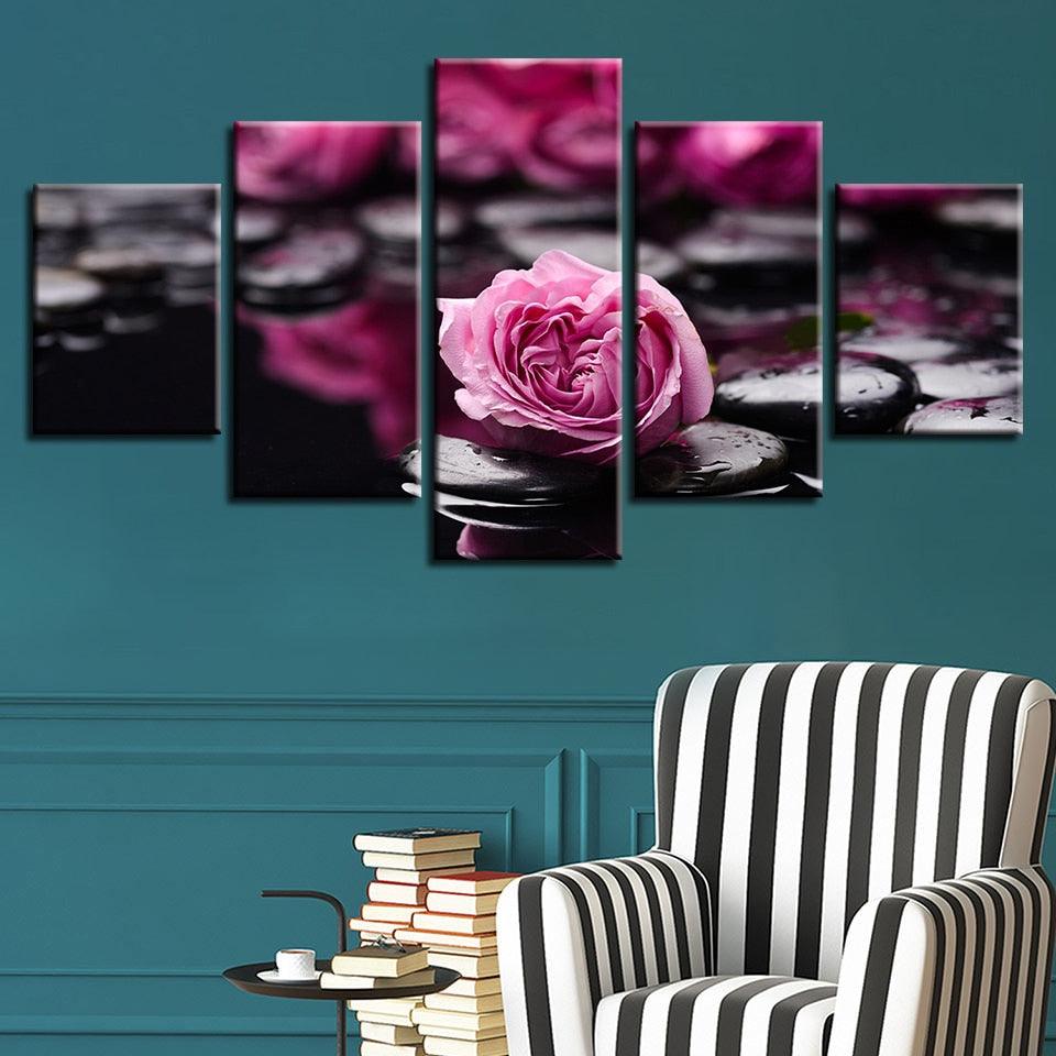 Fallen Rose 5 Piece HD Multi Panel Canvas Wall Art Frame - Original Frame