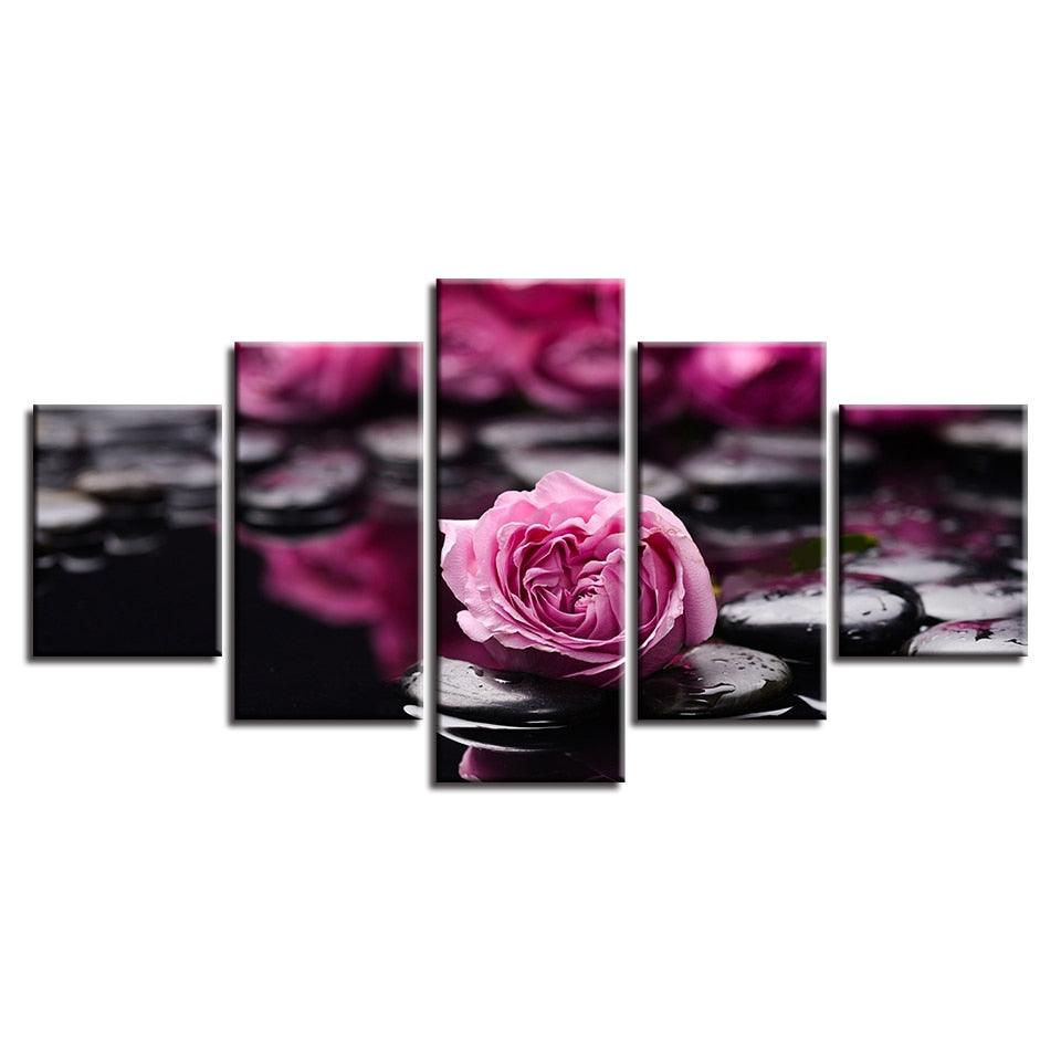 Fallen Rose 5 Piece HD Multi Panel Canvas Wall Art Frame - Original Frame