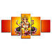 India God Ganesha 5 Piece HD Multi Panel Canvas Wall Art Frame - Original Frame