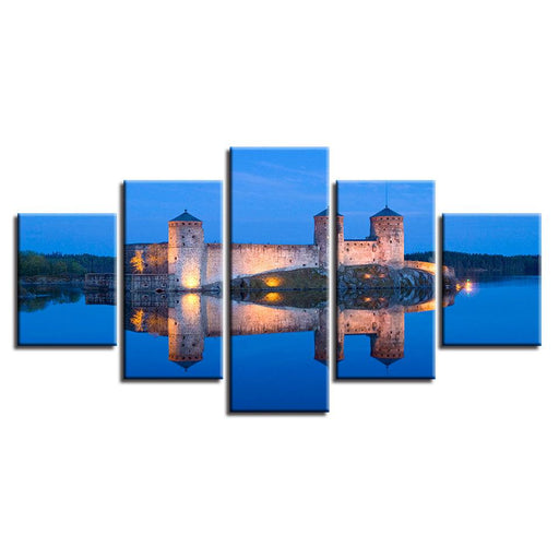 Olavinlinna Castle 5 Piece HD Multi Panel Canvas Wall Art Frame - Original Frame