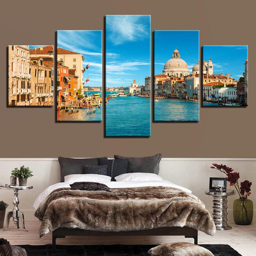 Venice Italy Landscape 5 Piece HD Multi Panel Canvas Wall Art Frame - Original Frame