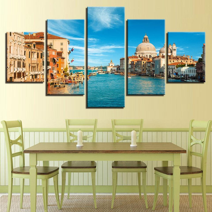 Venice Italy Landscape 5 Piece HD Multi Panel Canvas Wall Art Frame