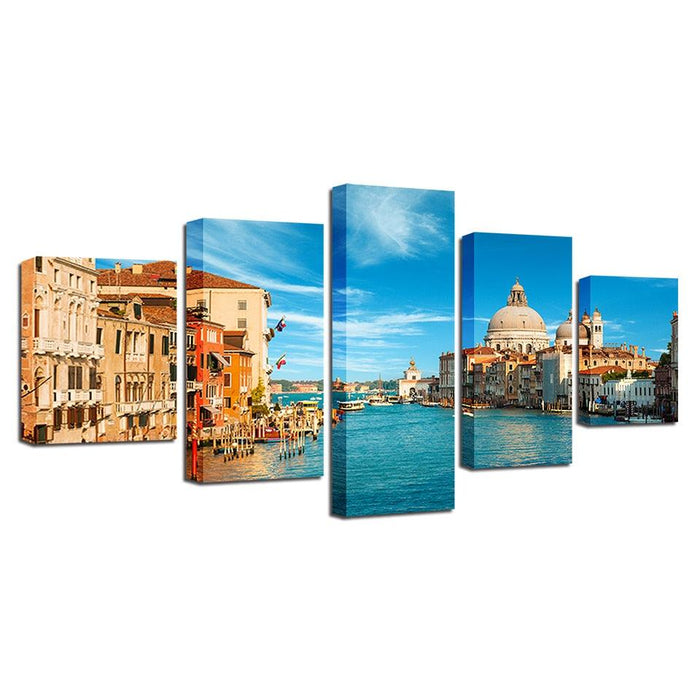 Venice Italy Landscape 5 Piece HD Multi Panel Canvas Wall Art Frame