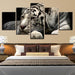 White Tiger 5 Piece HD Multi Panel Canvas Wall Art Frame - Original Frame