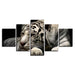 White Tiger 5 Piece HD Multi Panel Canvas Wall Art Frame - Original Frame