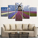 Lavender Flower Field 5 Piece Multi Panel Canvas Wall Art Frame - Original Frame