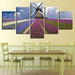 Lavender Flower Field 5 Piece Multi Panel Canvas Wall Art Frame - Original Frame