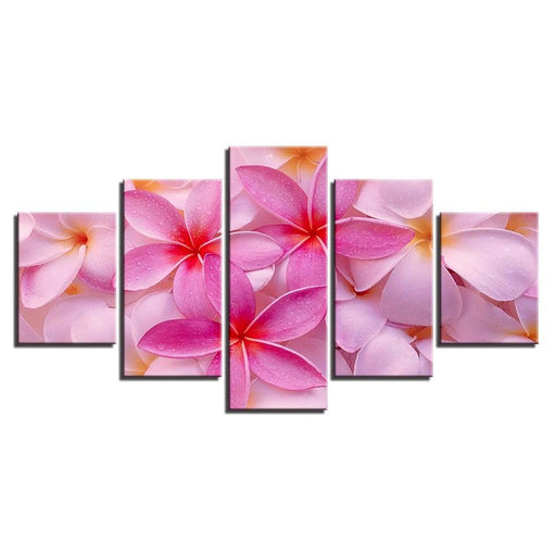 Plumeria Rubra Flowers 5 Piece HD Multi Panel Canvas Wall Art - Original Frame