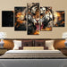 Roaring Tiger 5 Piece HD Multi Panel Canvas Wall Art Frame - Original Frame