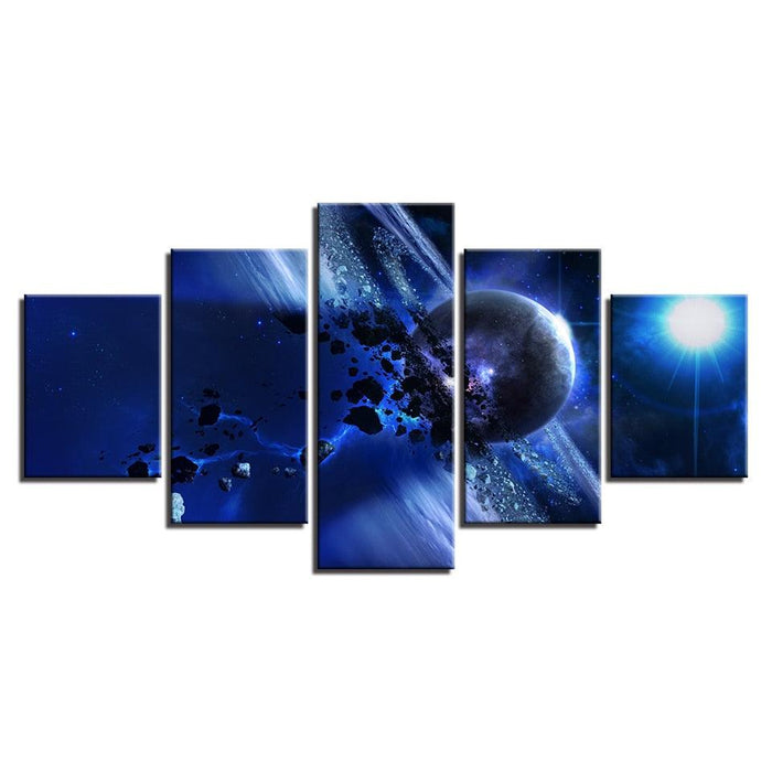 Meteorite in Space 5 Piece HD Multi Panel Canvas Wall Art Frame - Original Frame