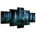 Blue Forest Night View 5 Piece HD Multi Panel Canvas Wall Art Frame - Original Frame