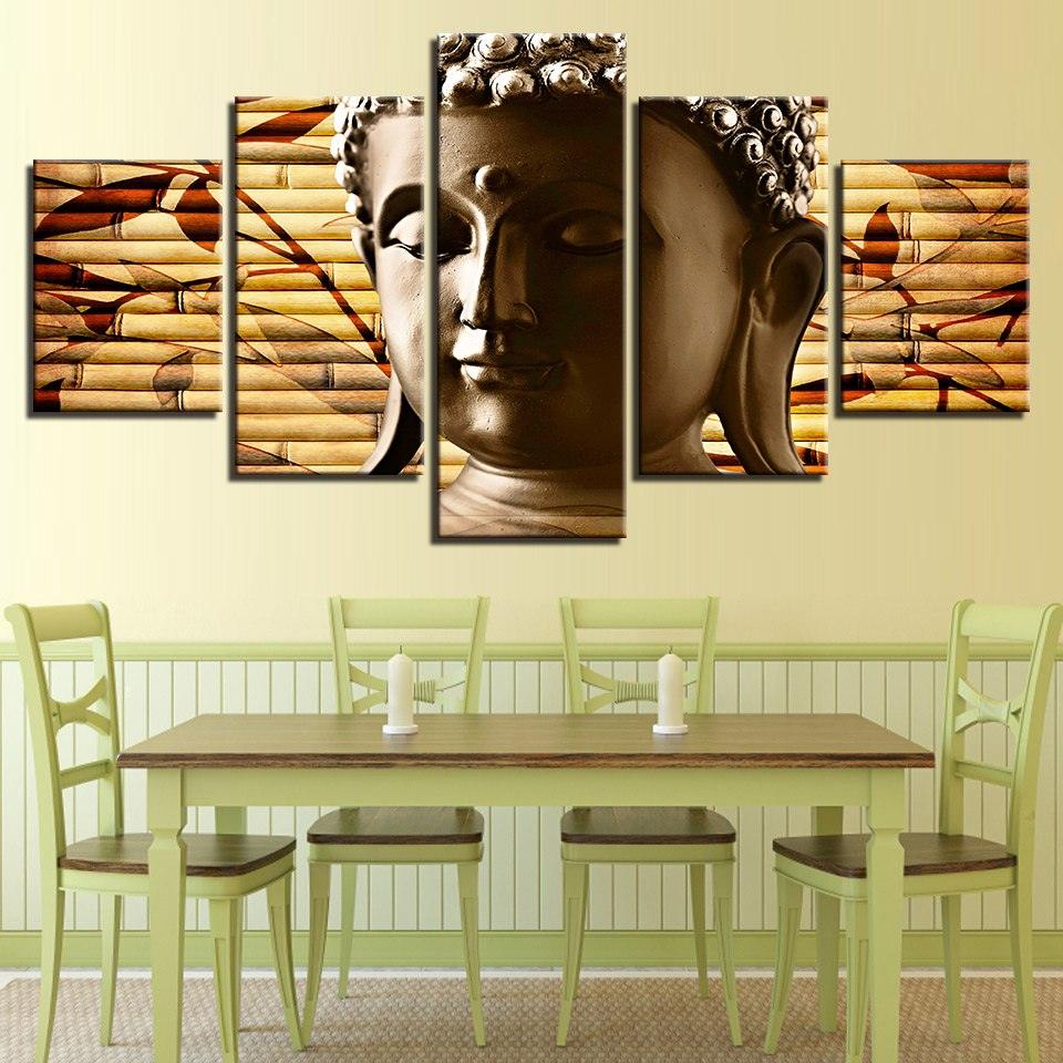 Portrait of Buddha 5 Piece HD Multi Panel Canvas Wall Art Frame - Original Frame