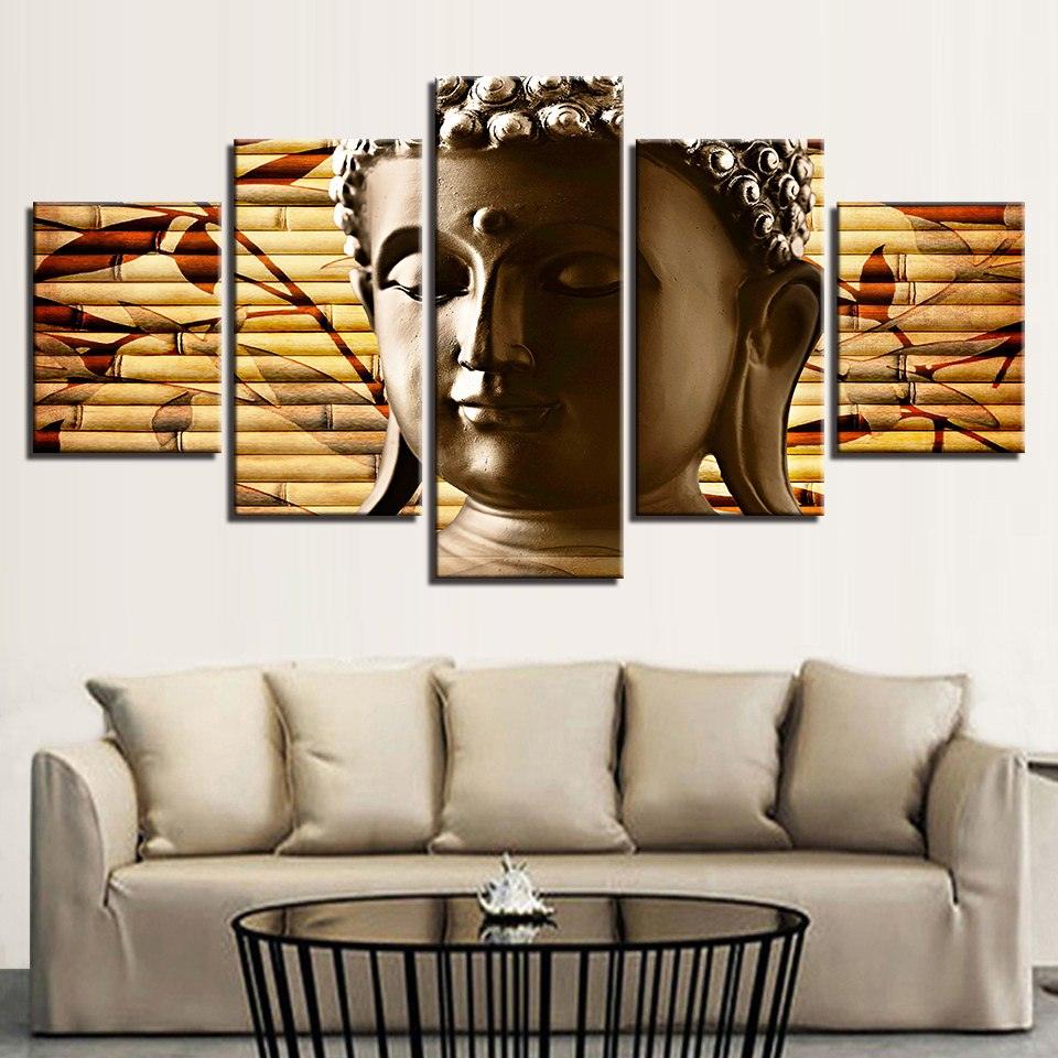Portrait of Buddha 5 Piece HD Multi Panel Canvas Wall Art Frame - Original Frame