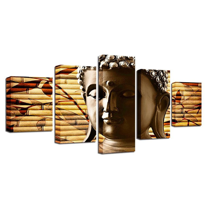 Portrait of Buddha 5 Piece HD Multi Panel Canvas Wall Art Frame - Original Frame