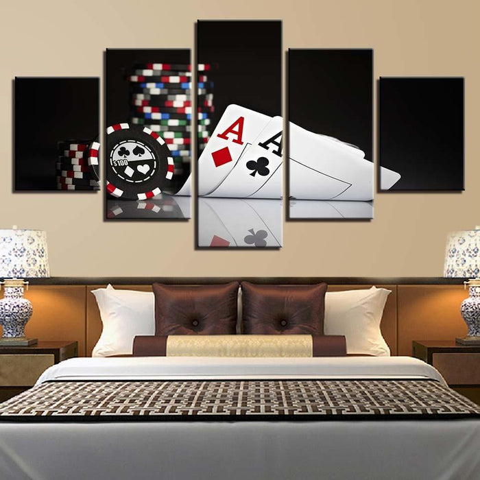 Poker Cards 5 Piece HD Multi Panel Canvas Wall Art - Original Frame