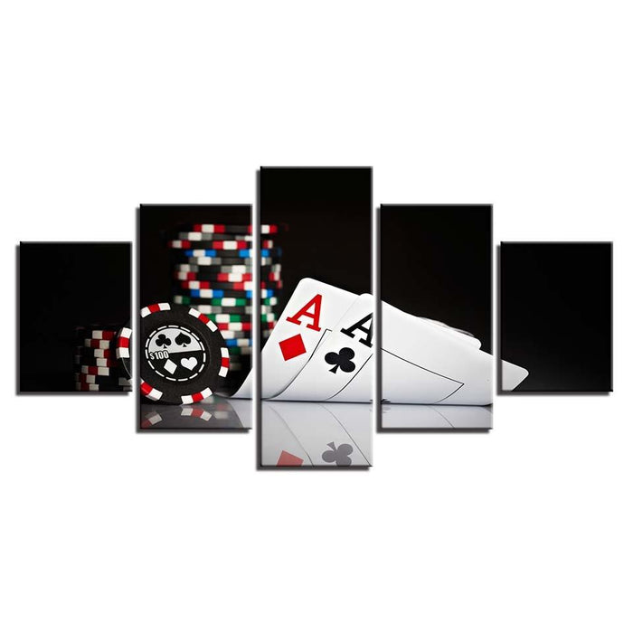 Poker Cards 5 Piece HD Multi Panel Canvas Wall Art - Original Frame