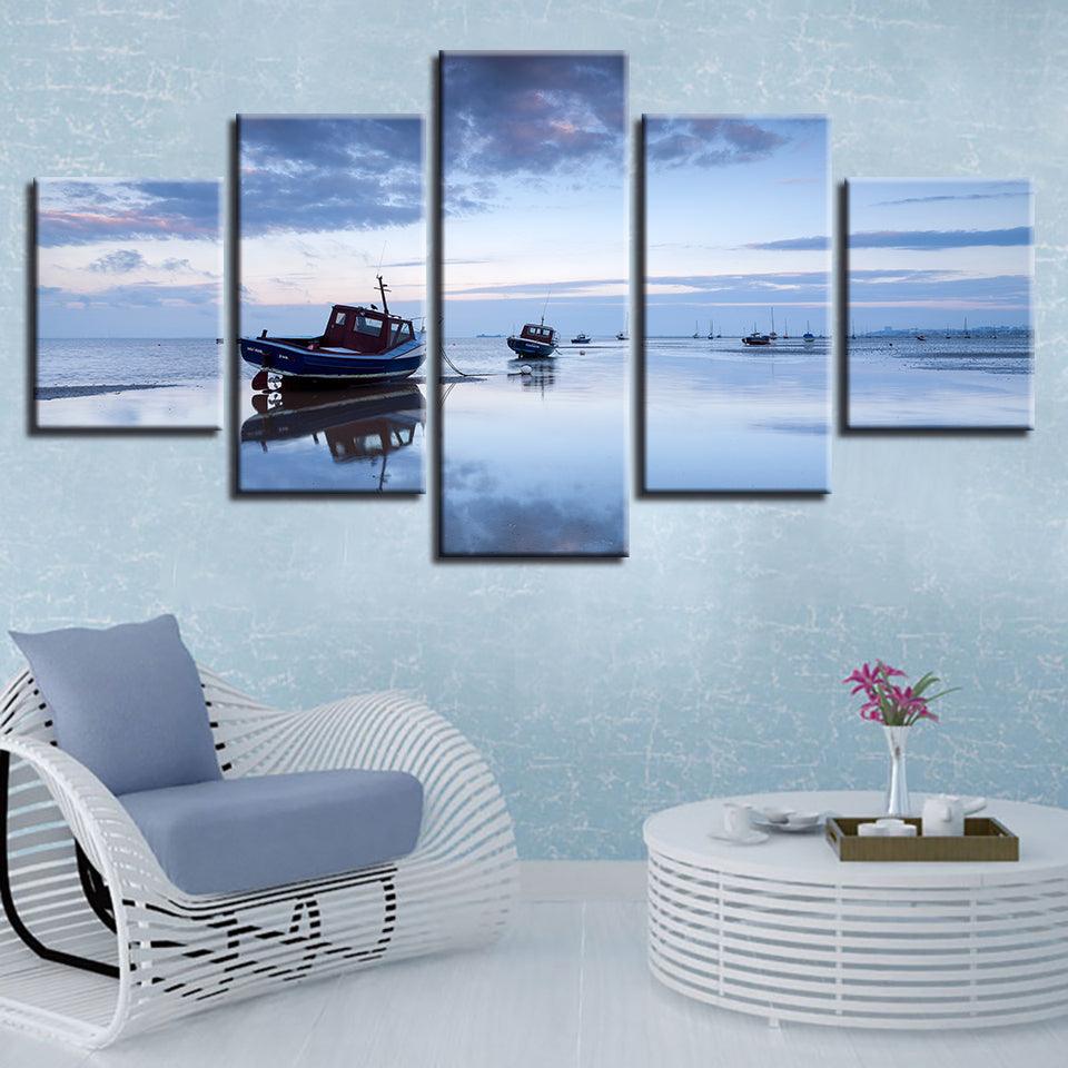 Empty Seaside 5 Piece HD Multi Panel Canvas Wall Art Frame - Original Frame