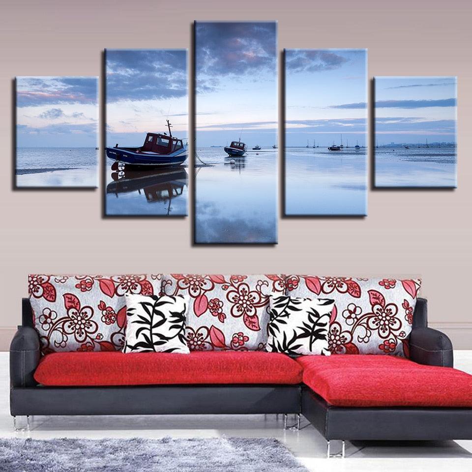 Empty Seaside 5 Piece HD Multi Panel Canvas Wall Art Frame - Original Frame