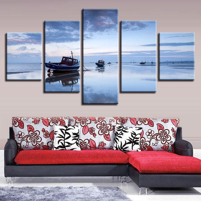 Empty Seaside 5 Piece HD Multi Panel Canvas Wall Art Frame - Original Frame