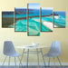 Sea Waves Beach Island 5 Piece HD Multi Panel Canvas Wall Art Frame - Original Frame