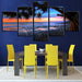 Sunset Beach 5 Piece HD Multi Panel Canvas Wall Art Frame - Original Frame